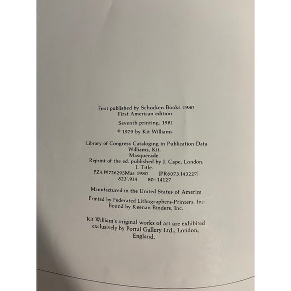 MASQUERADE by Kit Williams | Hardcover HC Dust Jacket DJ 1981 7th Printing - Picture 3 of 8